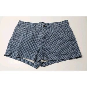 GAP Womens Size 4 Shorty Shorts Blue White Diamond Pattern Khaki Chino Style